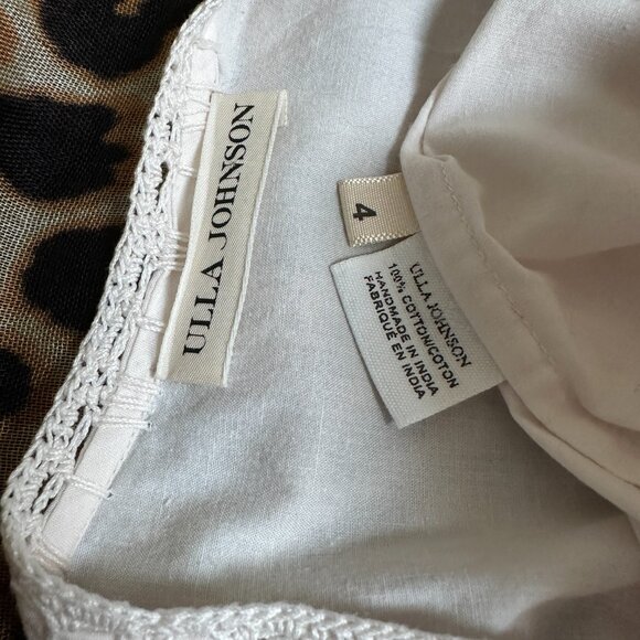 Ulla Johnson Off White Embroidered Crochet Cotton Short Sleeve Boho Blouse Sz 4 - Picture 8 of 8